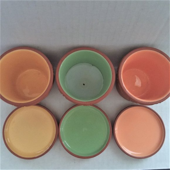 Candle Holders PartyLite Terra Cotta Mini Garden Pots Votive Trio RARE Retired - Picture 3 of 6